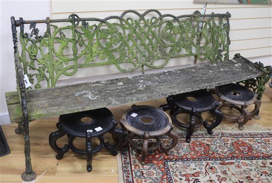 A Victorian cast iron garden bench W.190cm